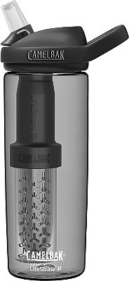 Garrafa de água CamelBak eddy+ com filtro de água LifeStraw integrado e canudo de filtro de 2 estágios - Para caminhadas, mochilão, viagens e preparação para emergências.