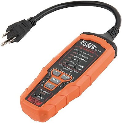 Verificador de tomada Klein Tools RT310, testador de receptáculo AFCI e GFCI para tomadas elétricas de corrente alternada na América do Norte
