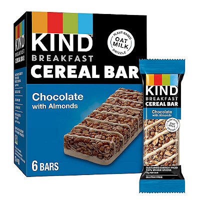 Barras de Cereal para Café da Manhã KIND, Snacks Livres de Glúten, Chocolate com Amêndoas, Caixa de 9,3oz (36 Barras)