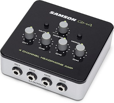 Samson QH4 Amplificador de fone de ouvido de estúdio de 4 canais, preto/prata