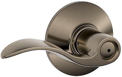 SCHLAGE F40ACC620 Accent F40 Maçaneta de Porta Reversível Flat Wave, Trava de Fechadura Sólida, Peltre Antigo