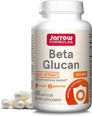 Fórmulas Jarrow Beta Glucan 250 mg - 60 Cápsulas - Beta Glucan de Extrato de Levedura - Suplemento Dietético de Suporte Imunológico - Extrato de Alta Pureza - 60 Porções