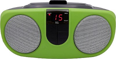 Sylvania SRCD243 Reprodutor de CD Portátil com Rádio AM/FM, Boombox(Verde)
