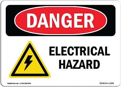 Placa de perigo OSHA - Perigo elétrico | Adesivo | Proteja seu negócio, canteiro de obras, depósito e área de loja | Feito nos EUA