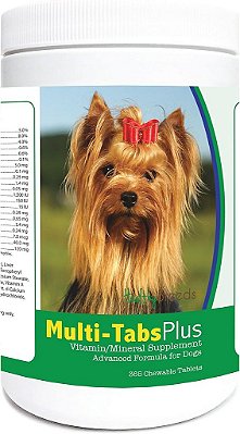 Suplemento mastigável multivitamínico para Yorkshire Terrier Healthy Breeds com 365 comprimidos.