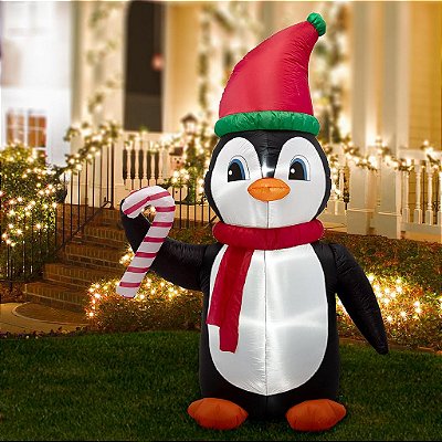 Decorações infláveis de Natal com luzes LED Glitzhome de 8 pés para decoração interna e externa, para quintal, gramado e casa, pinguim