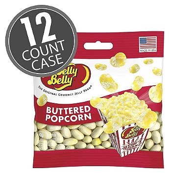 Jelly Belly Buttered Popcorn Jelly Beans, 3.5 Onças Saco Agarre e Vá - Doce Kosher Salgado, Livre de Gordura com Sabor Verdadeiro à Vida