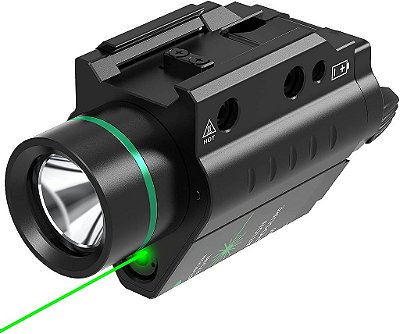 Combinação de lanterna tática Feyachi vermelha/verde com laser de 500 lúmens e suporte de trilho Picatinny