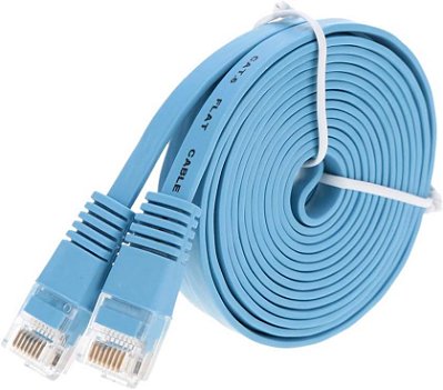 Cabo Ethernet Plano Cat6 de 45ft (13.7M) (45 pés / 13.7 metros) Cabo de Rede de Alta Velocidade RJ45 para Xbox, PS4, PS3, Modem, Roteador, LAN, Azul