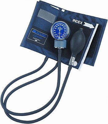Esfigmomanômetro Aneróide MABIS com Braçadeira de Pressão Arterial em Nylon Azul, Manual, Uso Residencial ou Profissional, Adulto Grande, Azul