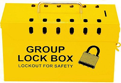Caixa portátil de bloqueio e etiquetagem de grupo em aço Zing Green Products 7299Y-UN, 10 x 6 x 4 polegadas, amarelo.