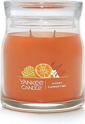 Vela Média Yankee Candle Honey Clementine Perfumada, 13oz, 2 Pavios, Mais de 35 Horas de Queima