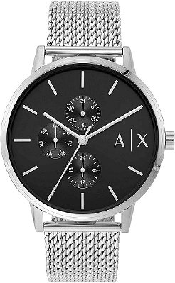 Relógio de pulso Armani Exchange multifuncional com pulseira de couro ou aço inoxidável.