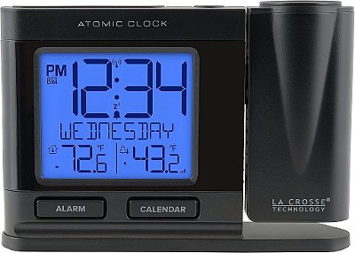 Relógio Despertador Atômico de Projeção em Preto com Temperatura da La Crosse Technology 616-41667-INT