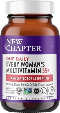 Novo Capítulo Multivitamínico para Mulheres 50 Mais para Energia Celular, Suporte Cardíaco e Imunológico com 20+ Nutrientes + Astaxantina - Diário de Uma Mulher 55+, Suave no Estôm