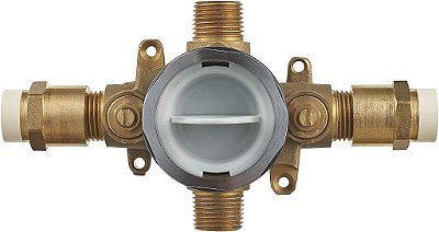 Válvula de instalação bruta para chuveiro American Standard RU109SS com entradas de CPVC e saídas universais com paradas de chave de fenda