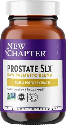 Suplemento de Próstata New Chapter - Próstata 5LX™ com Saw Palmetto de Força Clínica + Selênio Fermentado para a Saúde da Próstata - 120 cápsulas vegetarianas.
