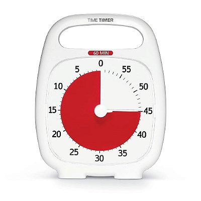Temporizador Visual de Mesa Time Timer PLUS 60 Minutos - Temporizador de Contagem Regressiva com Alça Portátil para Sala de Aula, Escritório, Ensino Doméstico, Ferramenta de Estudo com Funcionamento Silencioso (B