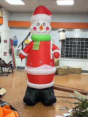 Boneco de neve inflável de 7 pés - Decoração de jardim inchável de Natal - Decorações de Natal ao ar livre - Luzes LED embutidas - Estacas para jardim, gramado e jardim
