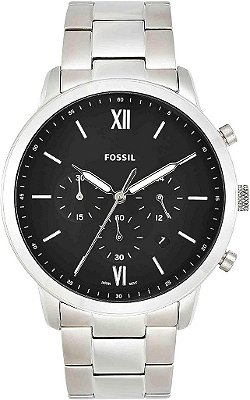 Relógio cronógrafo masculino Fossil Neutra com pulseira de aço inoxidável ou banda de couro legítimo.
