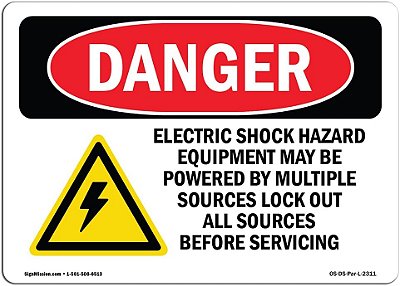 Placa de Perigo da OSHA - Equipamento de Perigo de Choque Elétrico | Adesivo | Proteja Seu Negócio, Canteiro de Obras, Armazém e Área de Comércio | Feito nos EUA