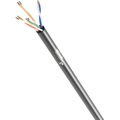 Cabo de Rede UTP Norphel CAT5E 4 x 24 AWG 100% Cobre Bobina Revestida Bobina Simples Interior - Preto 500 metros