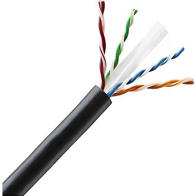 Cabo de Rede UTP Norphel CAT6 4 x 23 AWG 100% Cobre Bobina Simples Externa - Preto 500 metros