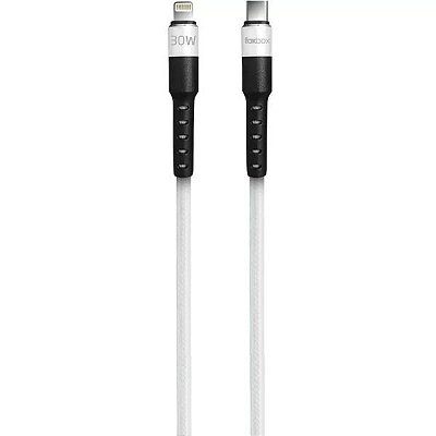 Cabo USB-C para Lightning Foxbox Round Pro 30 W - Branco 1,25 metros