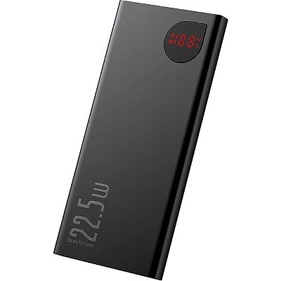 Carregador Portátil Baseus Adaman LCD 22.5 W 10.000 mAh 2 USB-A + USB-C + Micro USB - Preto (PPAD070001)
