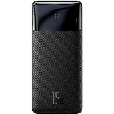 Carregador Portátil Baseus Bipow LCD 15 W 10.000 mAh 2 x USB-A + USB-C + Micro USB - Preto (PPBD050001)
