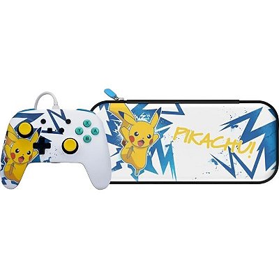 Controle Com Fio PowerA Enhanced para Nintendo Switch + Estojo PowerA Pikachu HV PWA-B-03101