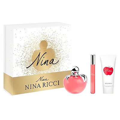 Kit Perfume Nina Ricci Nina EDT 80mL + Loção Corporal 75mL + Spray 10ml - Feminino