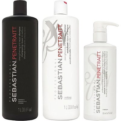Kit Sebastian Penetraitt Shampoo 1L + Condicionador 1L + Máscara Capilar 500mL