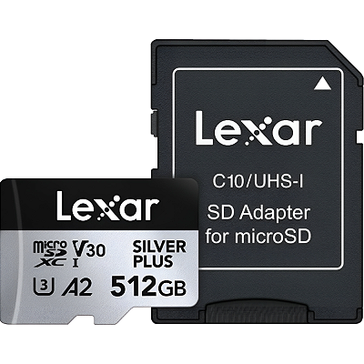 Memória Micro SD Lexar Professional Silver Plus 205-150MB/S C10 512 GB (LMSSIPL512G-BNANU)