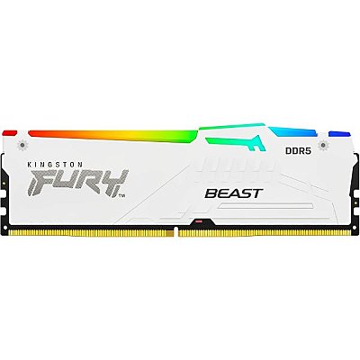 Memória RAM DDR5 Kingston 5200 MHz 16 GB Fury Beast RGB KF552C40BWA-16 - Branco