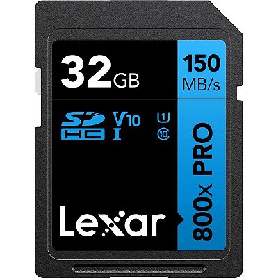 Memória SD Lexar 800X Série Azul de Alto Desempenho 150-30 MB/s C10 U3 V30 32 GB (LSD0800P032G-BNNNU)