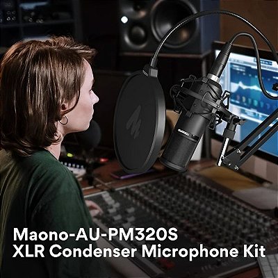 Microfone Maono AU-PM320S com Suporte XLR - Preto