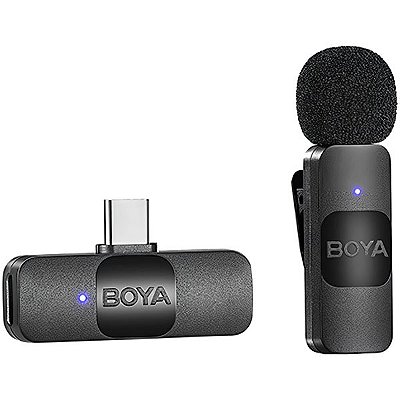 Microfone Sem fio Boya BY-V10 (1TX+1RX) USB-C - Preto