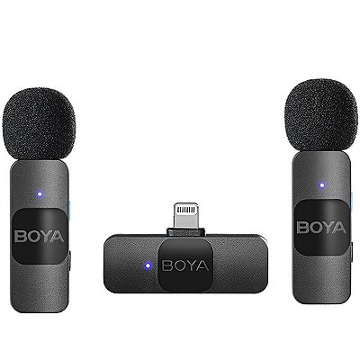 Microfone Sem fio Boya BY-V2 (2TX+1RX) Lightning - Preto