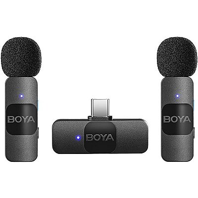 Microfone Sem fio Boya BY-V20 (2TX+1RX) USB-C - Preto