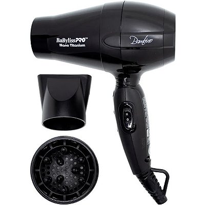 Mini Secador de Cabelo BaBylissPro Bambino BNT5510 Nano Titanium para Viagem 1200 W - Preto