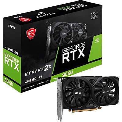 Placa de vídeo MSI GeForce RTX 3050 Ventus 2X 6 GB GDDR6 - Preto
