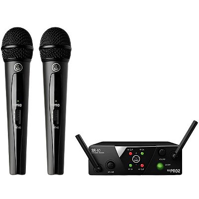 Sistema de Microfone Sem Fio AKG WMS40 Mini 2 UHF - Preto