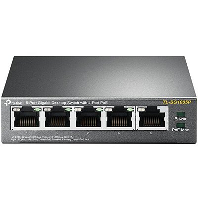 Switch Ethernet TP-Link TL-SG1005P 5 Portas 10/100/1000Mbps PoE