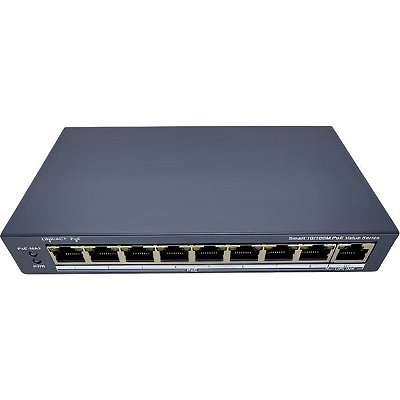 Switch POE Hikvision DS-3E1309P-EI/M POE Inteligente Fast Ethernet de 8 portas