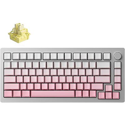Teclado Gamer Mecânico Akko Monsgeek M1W HE-SP RGB Sem Fio Switch Yellow - Silver/Pink (Inglês)