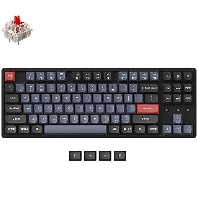 Teclado Gamer Mecânico Keychron K8 Pro RGB Sem Fio Switch Red - Preto (Inglês)