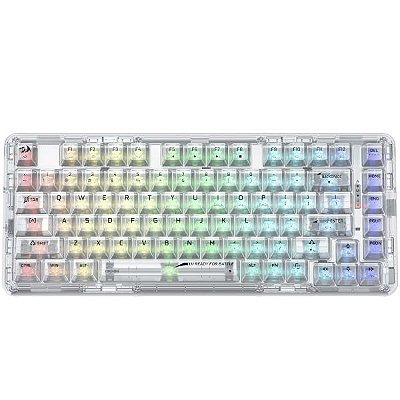 Teclado Gamer Redragon ELF K649 Pro RGB Backlit Bluetooth - Branco/Transparente