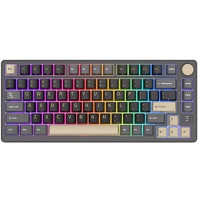 Teclado Mecânico Royal Kludge M75 75% Linear Wireless Switch Silver - Phantom