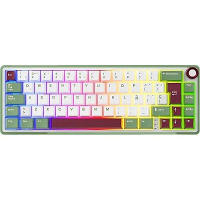 Teclado Mecânico Royal Kludge R65 65% RGB USB-C Switch Chartreuse (Linear) - Green Sand  (Espanhol)